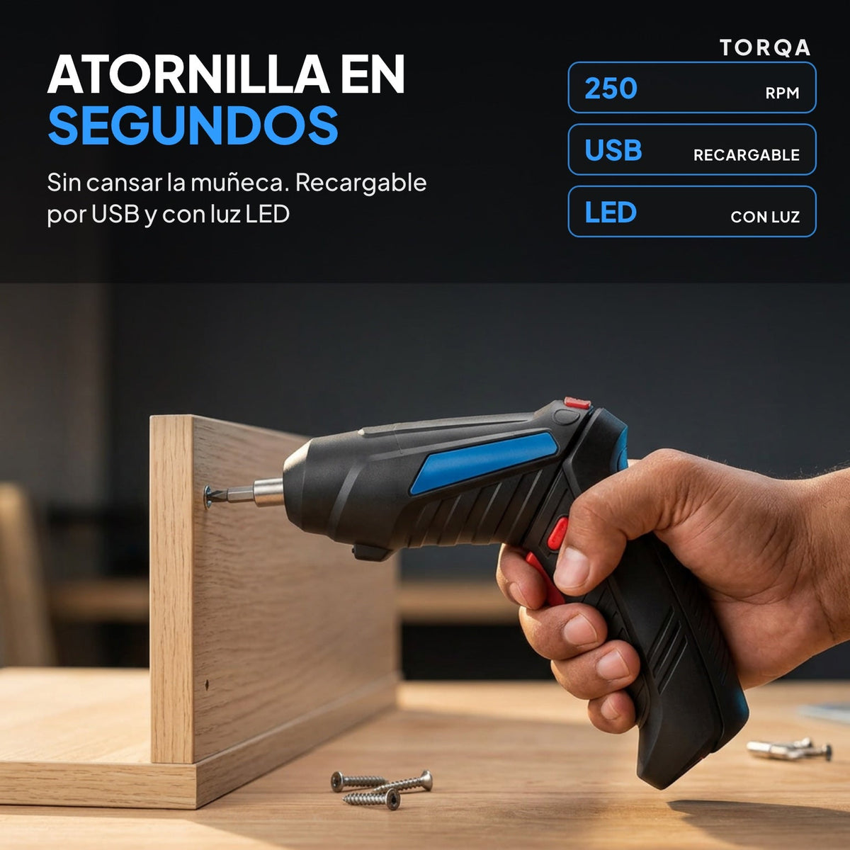 Torqa destornillador inalámbrico recargable