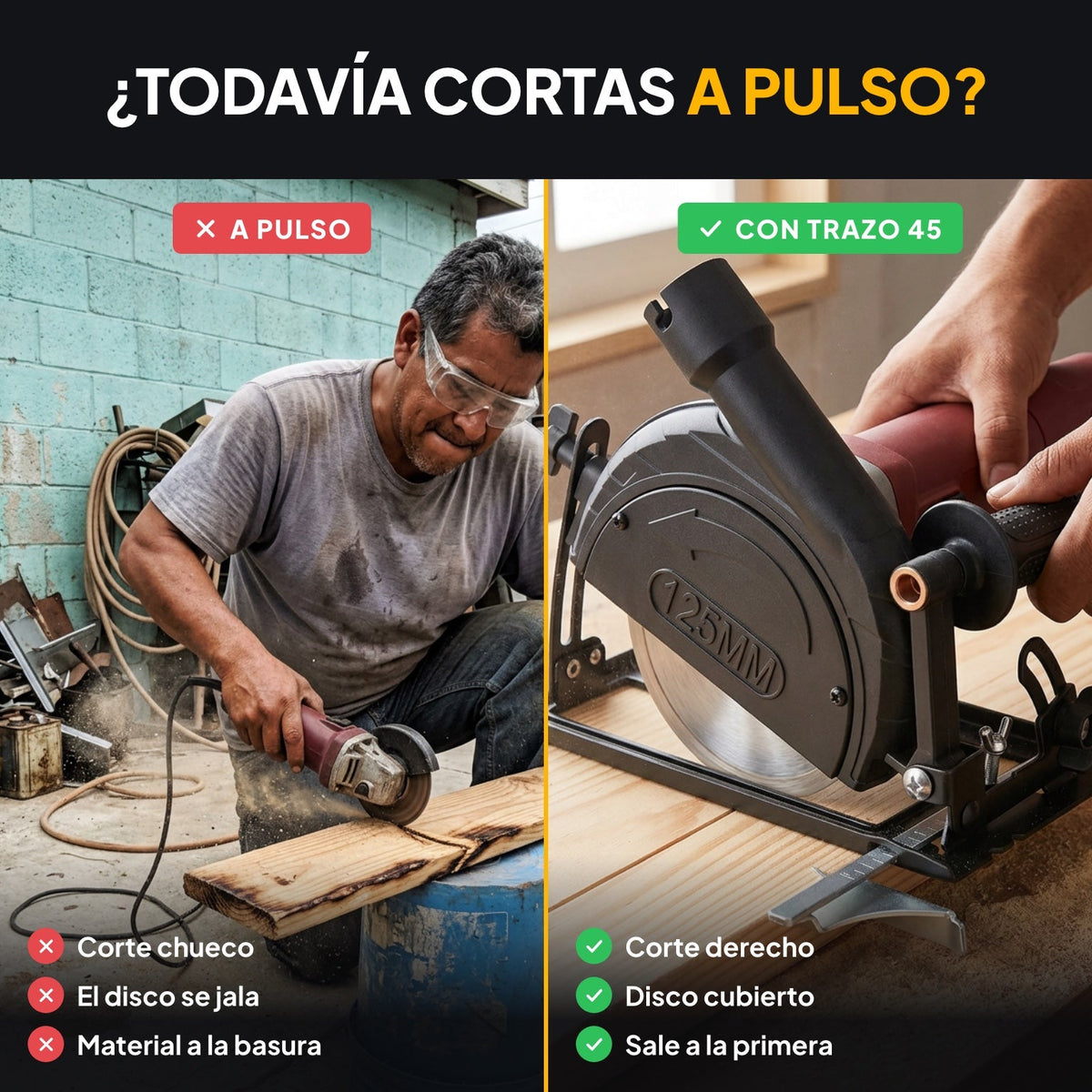 Trazo 45 base de corte guiado para esmeriladora